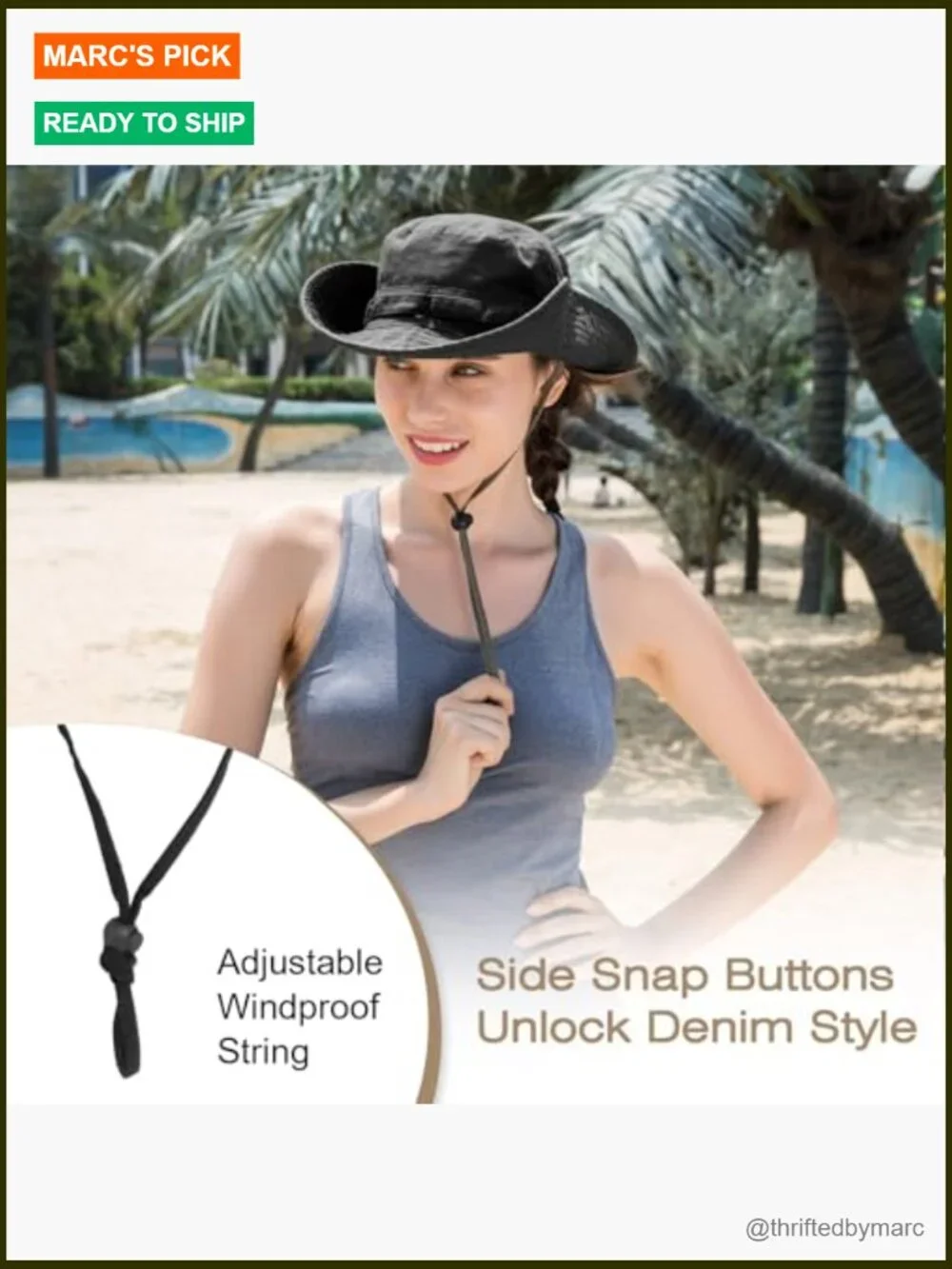 UPF 50+ Bucket Sun Hat Wide Brim Boonie for Men Women